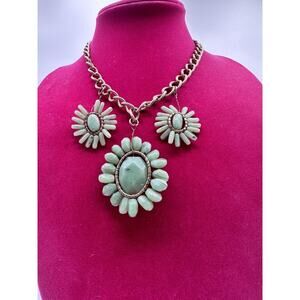 Buoux Terner Turquoise & Gold Cluster Necklace, J-01-83